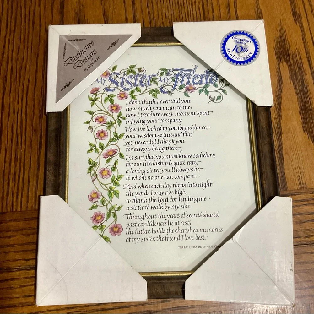 “Sister My Friend” framed wall hanging